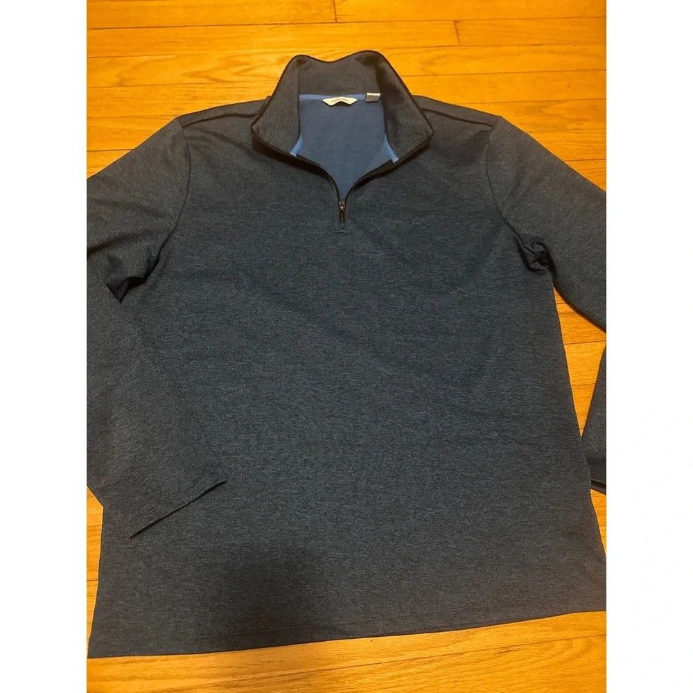 Calvin Klein Mens Large Blue Quarter Zip Pullover Sweater Long Sleeve